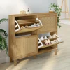 IDMarket Meuble à chaussures vintage effet naturel cannage 20 paires 4 portes* Collection Vintage|Collection Cannage