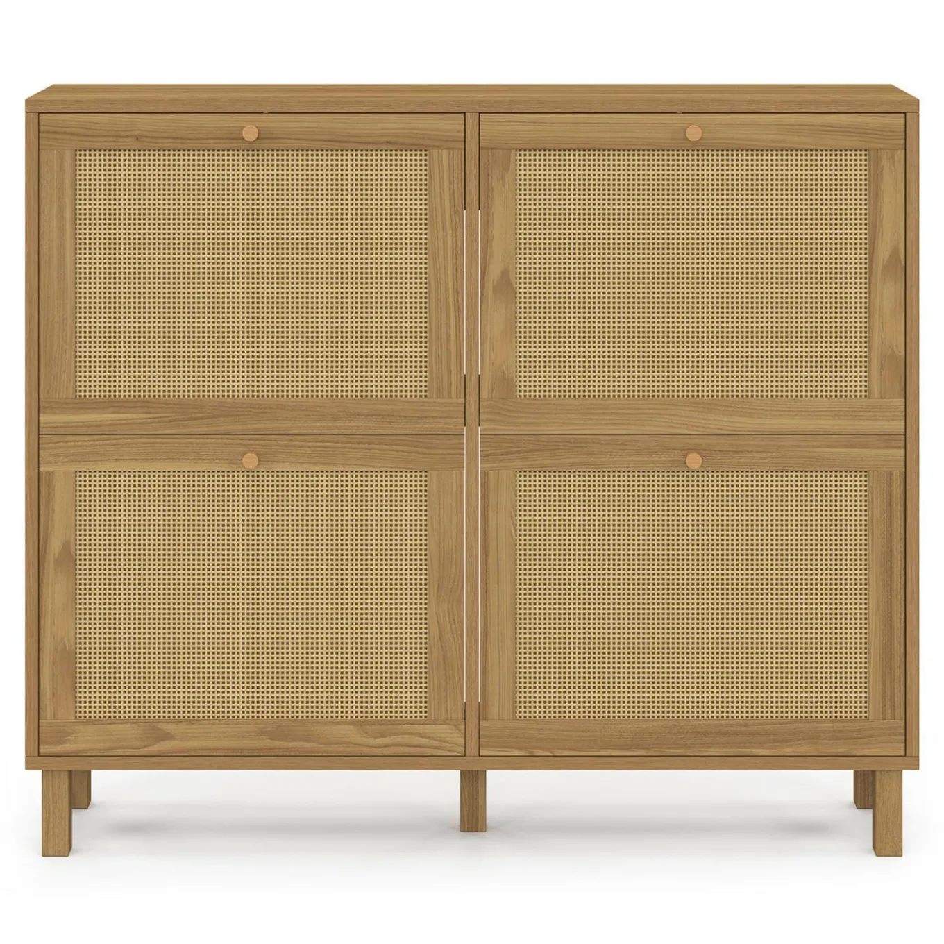 IDMarket Meuble à chaussures vintage effet naturel cannage 20 paires 4 portes* Collection Vintage|Collection Cannage