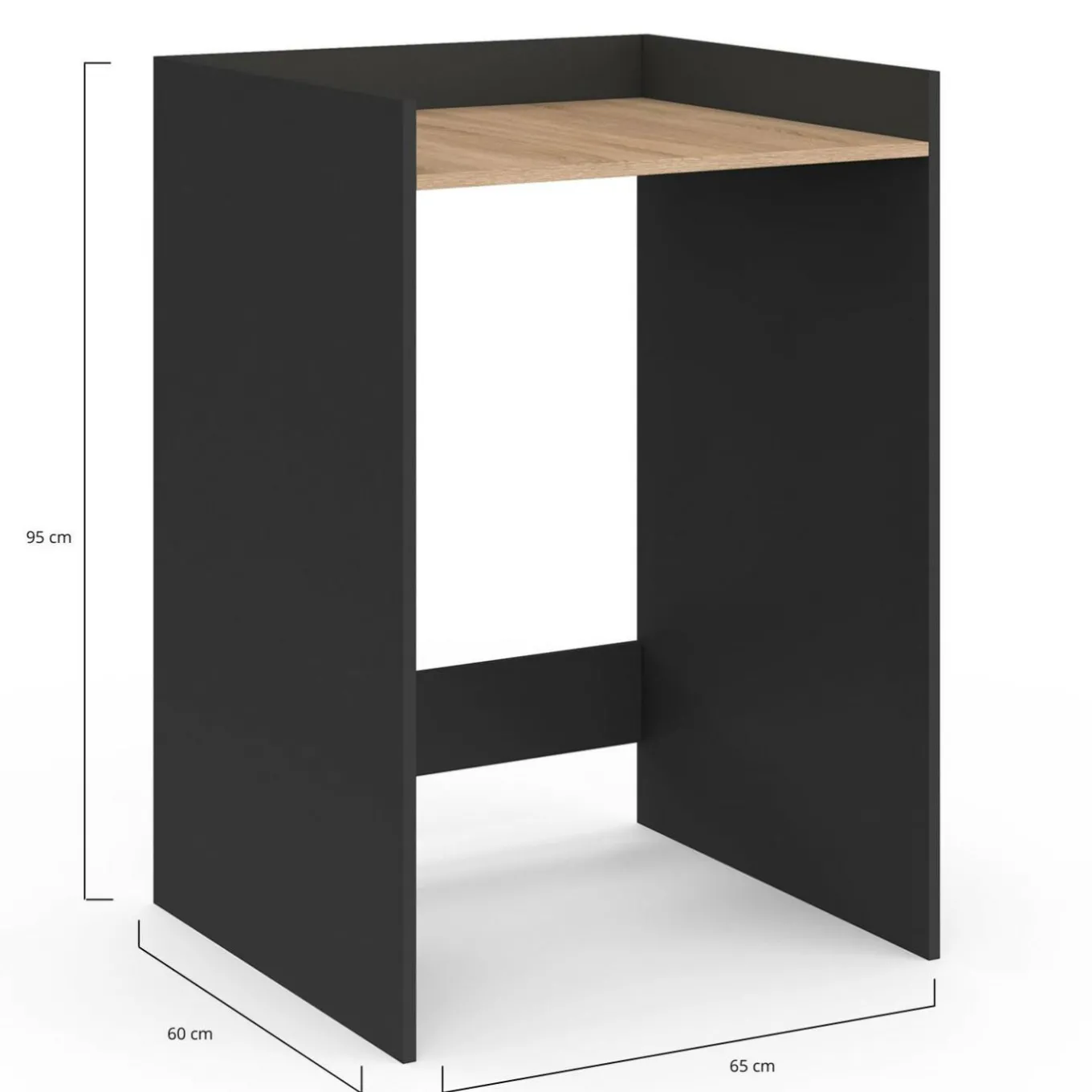 IDMarket Meuble armoire pour machine à laver noir et bois façon hêtre* Rangement Et Accessoires|Collection Contemporaine