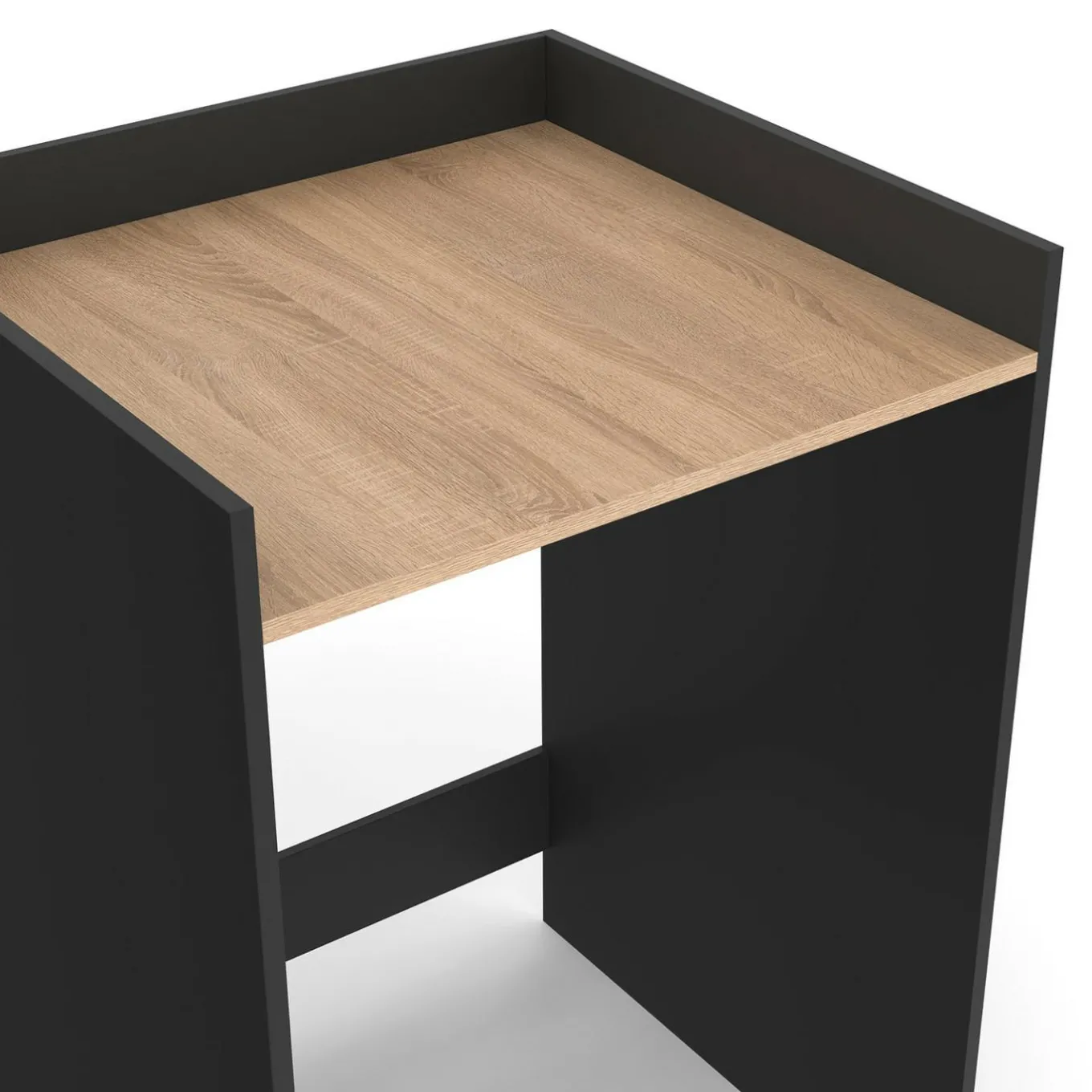 IDMarket Meuble armoire pour machine à laver noir et bois façon hêtre* Rangement Et Accessoires|Collection Contemporaine