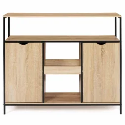 IDMarket Meuble bar industriel en bois et métal avec portes et étagères* Collection Industrielle|Mange Debout