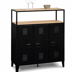 IDMarket Meuble bar métal noir et bois industriel* Collection Agencement Magasin|Collection Métal