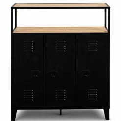 IDMarket Meuble bar métal noir et bois industriel* Collection Agencement Magasin|Collection Métal