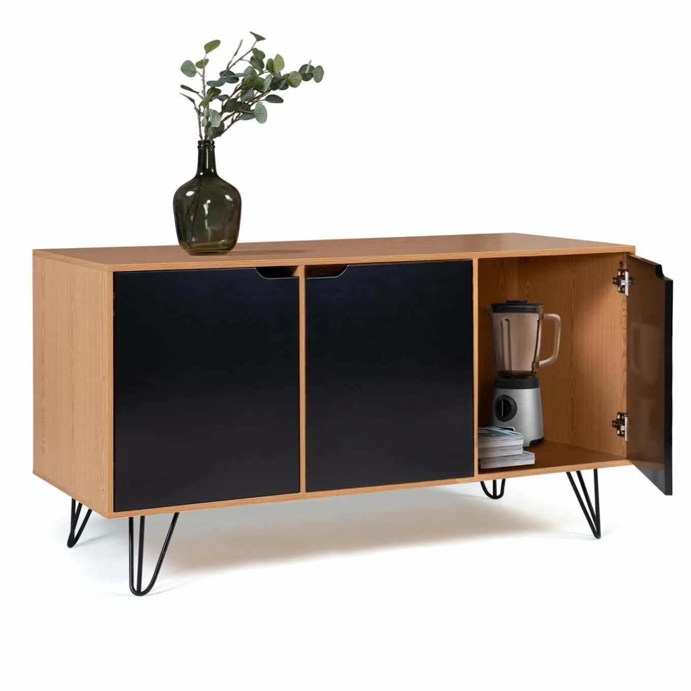 IDMarket Meuble bas bois avec pieds en métal noir* Meubles Bas|Collection Vintage