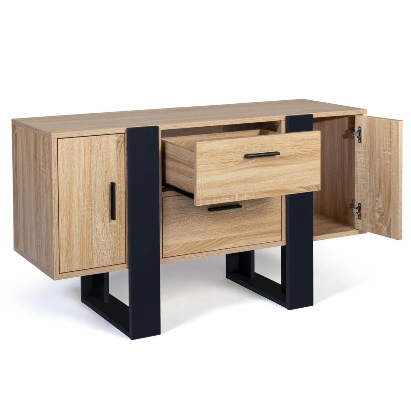 IDMarket Meuble bas bois et noir* Meubles Bas|Collection Design