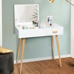 IDMarket Meuble coiffeuse blanche style scandinave* Meubles Bas|Collection Scandinave