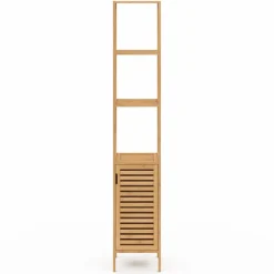 IDMarket Meuble colonne en bambou pour salle de bain 1 porte* Rangement Et Accessoires|Collection Bambou
