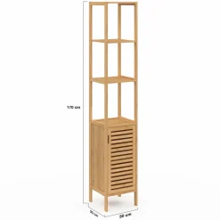 IDMarket Meuble colonne en bambou pour salle de bain 1 porte* Rangement Et Accessoires|Collection Bambou