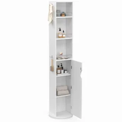 IDMarket Meuble colonne salle de bain pivotant blanc* Collection Contemporaine|Meubles Salle De Bain
