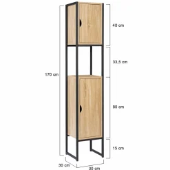 IDMarket Meuble colonne salle de bain style industriel* Meubles Hauts|Collection Industrielle