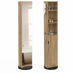 IDMarket Meuble colonne salle de bain pivotant hêtre et noir* Collection Contemporaine|Meubles Salle De Bain