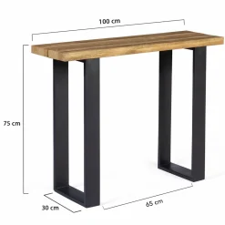 IDMarket Meuble console bois et métal noir 100 cm* Collection Agencement Magasin|Consoles