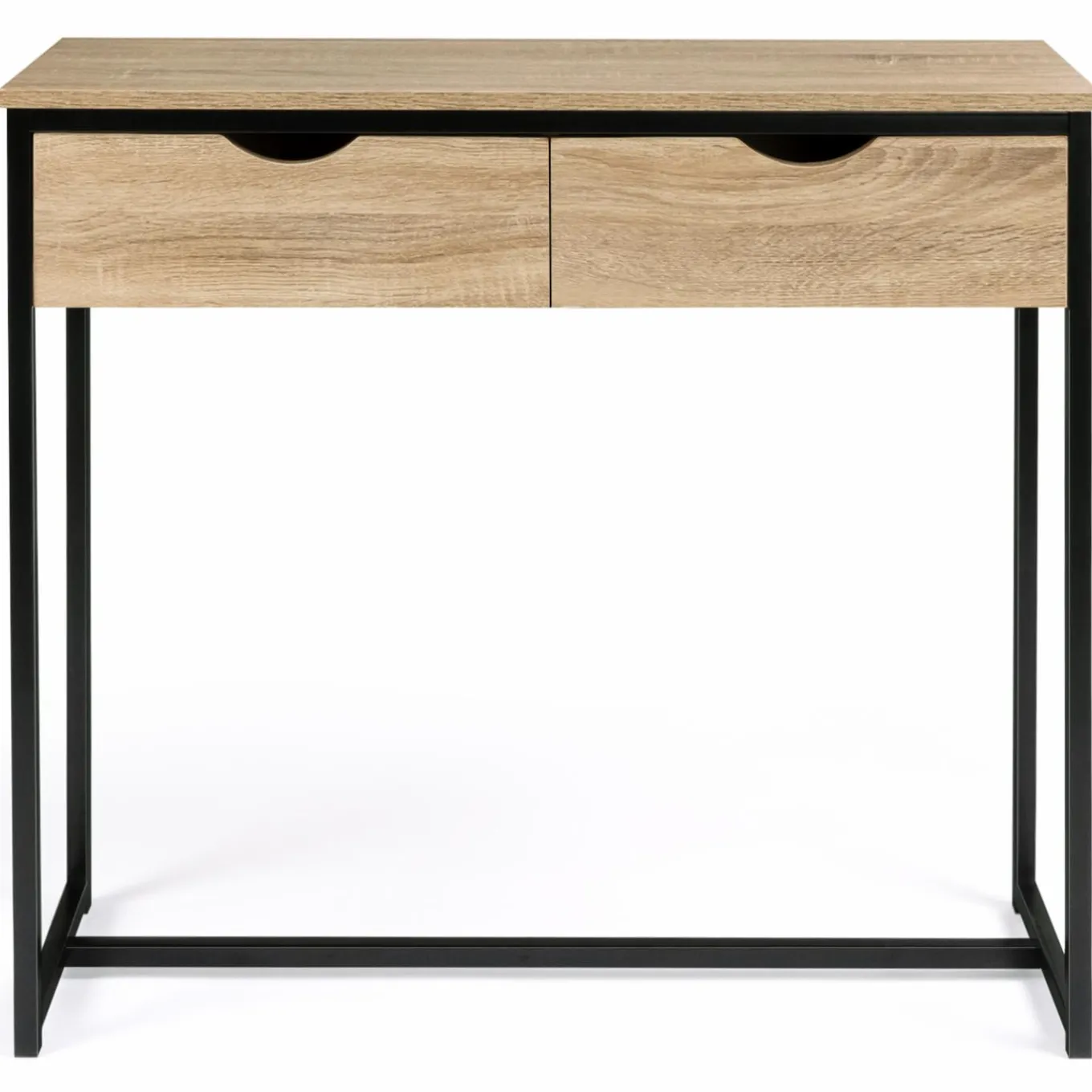 IDMarket Meuble console industrielle 2 tiroirs bois et métal 90 cm* Meubles Tiroirs|Collection Industrielle