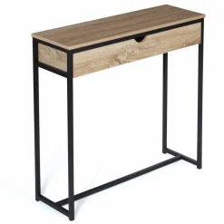IDMarket Meuble console industrielle bois et métal 90 cm* Meubles Tiroirs|Meubles En Bois