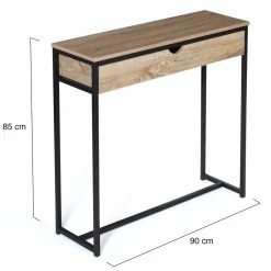 IDMarket Meuble console industrielle bois et métal 90 cm* Meubles Tiroirs|Meubles En Bois