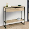 IDMarket Meuble console industrielle bois et métal 90 cm* Meubles Tiroirs|Meubles En Bois