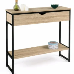 IDMarket Meuble console industrielle bois et métal 90 cm* Meubles Tiroirs|Meubles En Bois