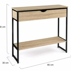 IDMarket Meuble console industrielle bois et métal 90 cm* Meubles Tiroirs|Meubles En Bois