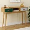 IDMarket Meuble console scandinave bois et vert 100 cm* Meubles Tiroirs|Collection Scandinave