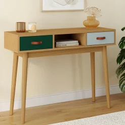 IDMarket Meuble console scandinave bois et vert 100 cm* Meubles Tiroirs|Collection Scandinave