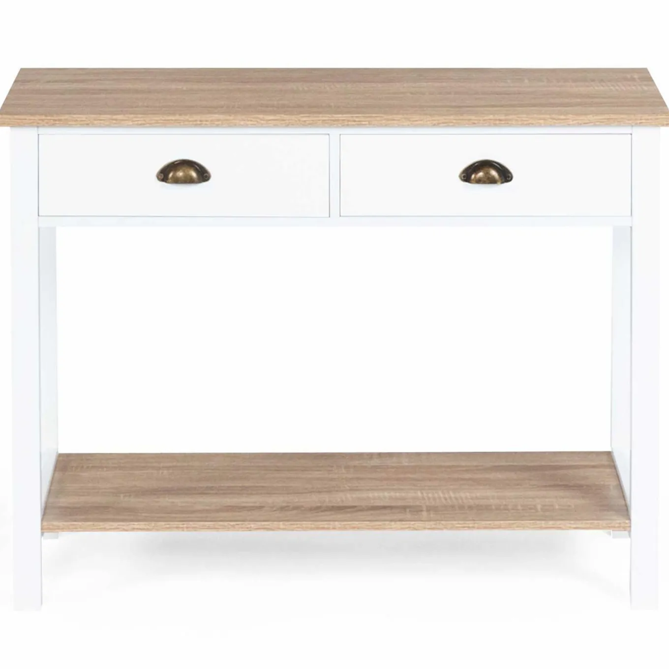 IDMarket Meuble console vintage bois et blanc 100 cm* Meubles Tiroirs|Meubles Blancs
