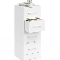 IDMarket Meuble d'appoint 4 tiroirs 30 cm chiffonnier, meuble de rangement bois blanc* Meubles Tiroirs|Commodes