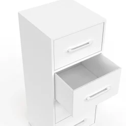 IDMarket Meuble d'appoint 4 tiroirs 30 cm chiffonnier, meuble de rangement bois blanc* Meubles Tiroirs|Commodes