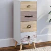 IDMarket Meuble d'appoint 4 tiroirs 30 cm chiffonnier scandinave* Meubles Tiroirs|Meubles Blancs