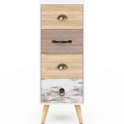 IDMarket Meuble d'appoint 4 tiroirs 30 cm chiffonnier scandinave* Meubles Tiroirs|Meubles Blancs