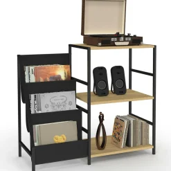 IDMarket Meuble d'appoint, rangement avec étagères, supports vinyles et platine design industriel* Meubles En Bois|Etagères