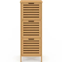 IDMarket Meuble d'appoint salle de bain bambou BEA 3 portes 30 x 30 x 80 cm* Meubles En Bois|Collection Bambou