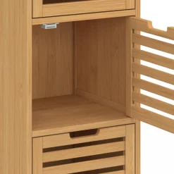 IDMarket Meuble d'appoint salle de bain bambou BEA 3 portes 30 x 30 x 80 cm* Meubles En Bois|Collection Bambou