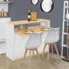 IDMarket Meuble de bar mange-debout blanc et bois* Meubles En Bois|Mange Debout