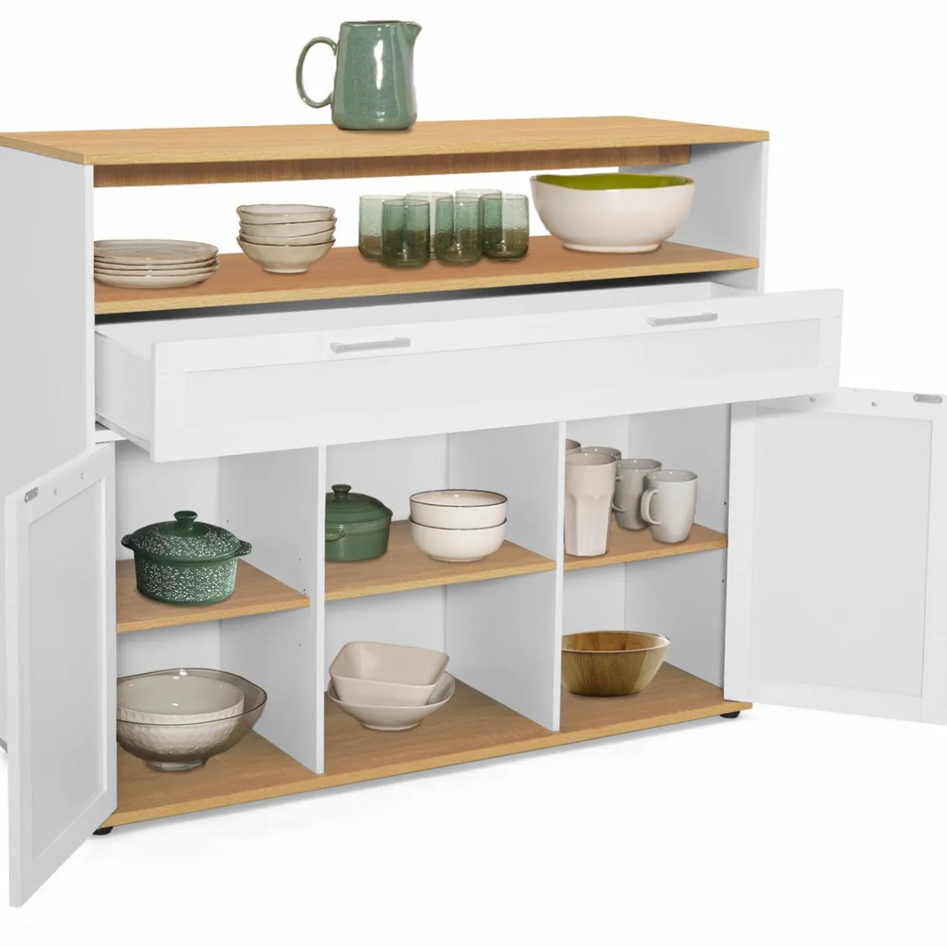 IDMarket Meuble de bar mange-debout blanc et bois* Meubles En Bois|Mange Debout