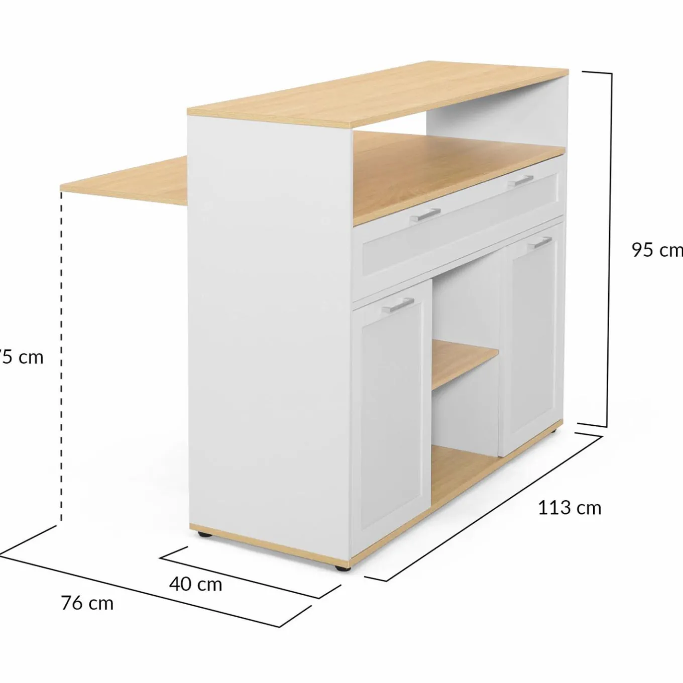 IDMarket Meuble de bar mange-debout blanc et bois* Meubles En Bois|Mange Debout
