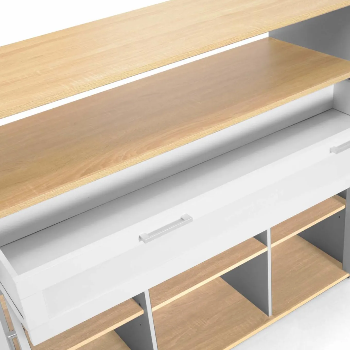 IDMarket Meuble de bar mange-debout blanc et bois* Meubles En Bois|Mange Debout