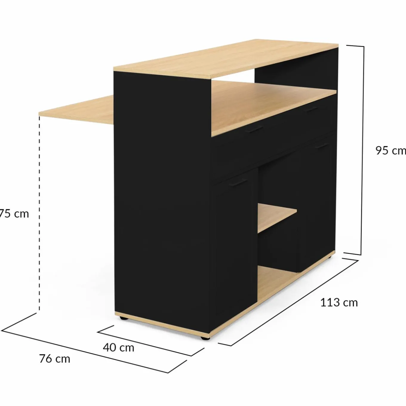 IDMarket Meuble de bar mange-debout noir et bois* Meubles En Bois|Mange Debout