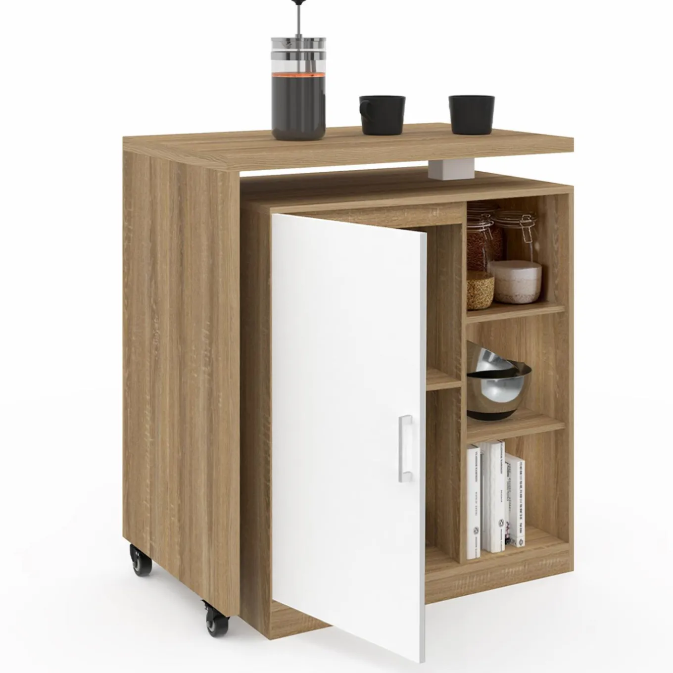 IDMarket Meuble de bar pivotant imitation hêtre* Mange Debout|Ilot Central