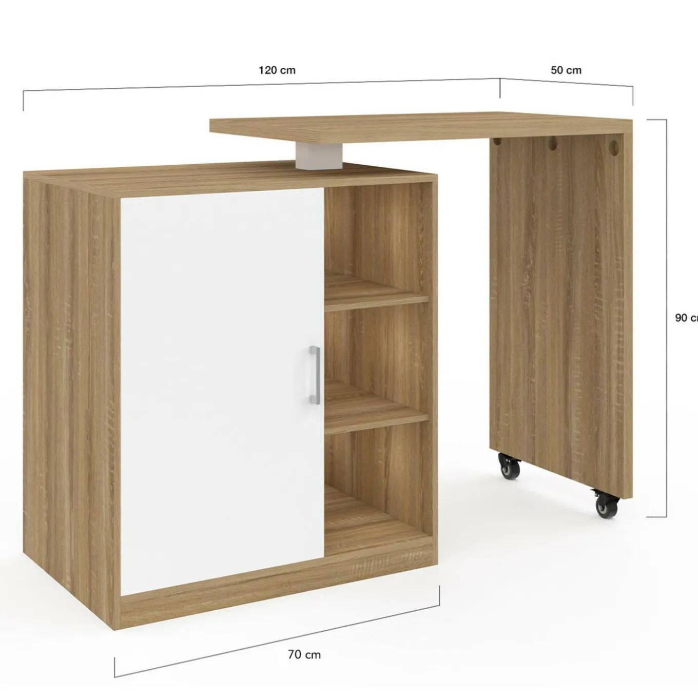 IDMarket Meuble de bar pivotant imitation hêtre* Mange Debout|Ilot Central
