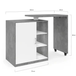 IDMarket Meuble de bar pivotant imitation béton* Mange Debout|Ilot Central
