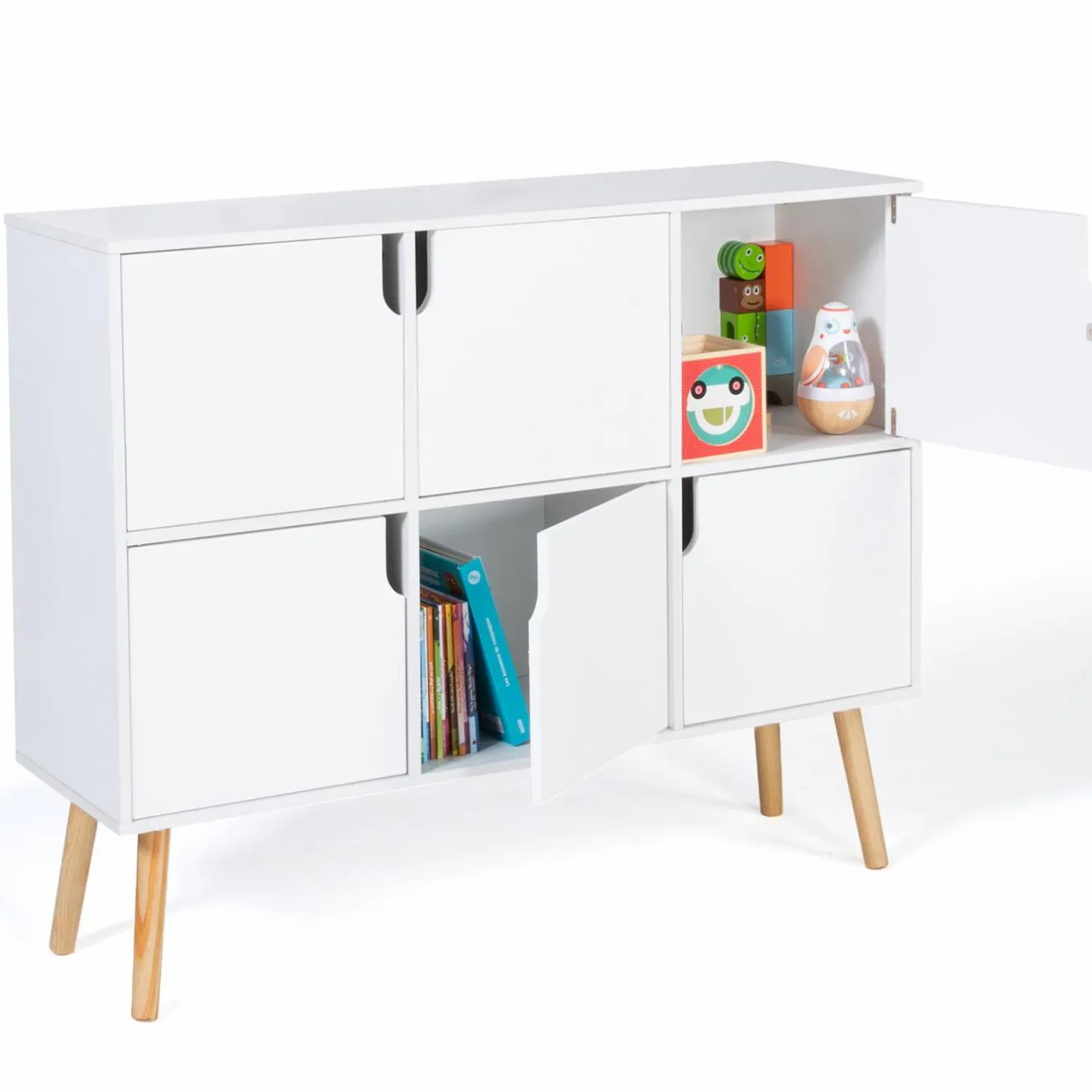 IDMarket Meuble de rangement 6 cases pour enfant bois blanc*Enfant Meubles Blancs|Etagères