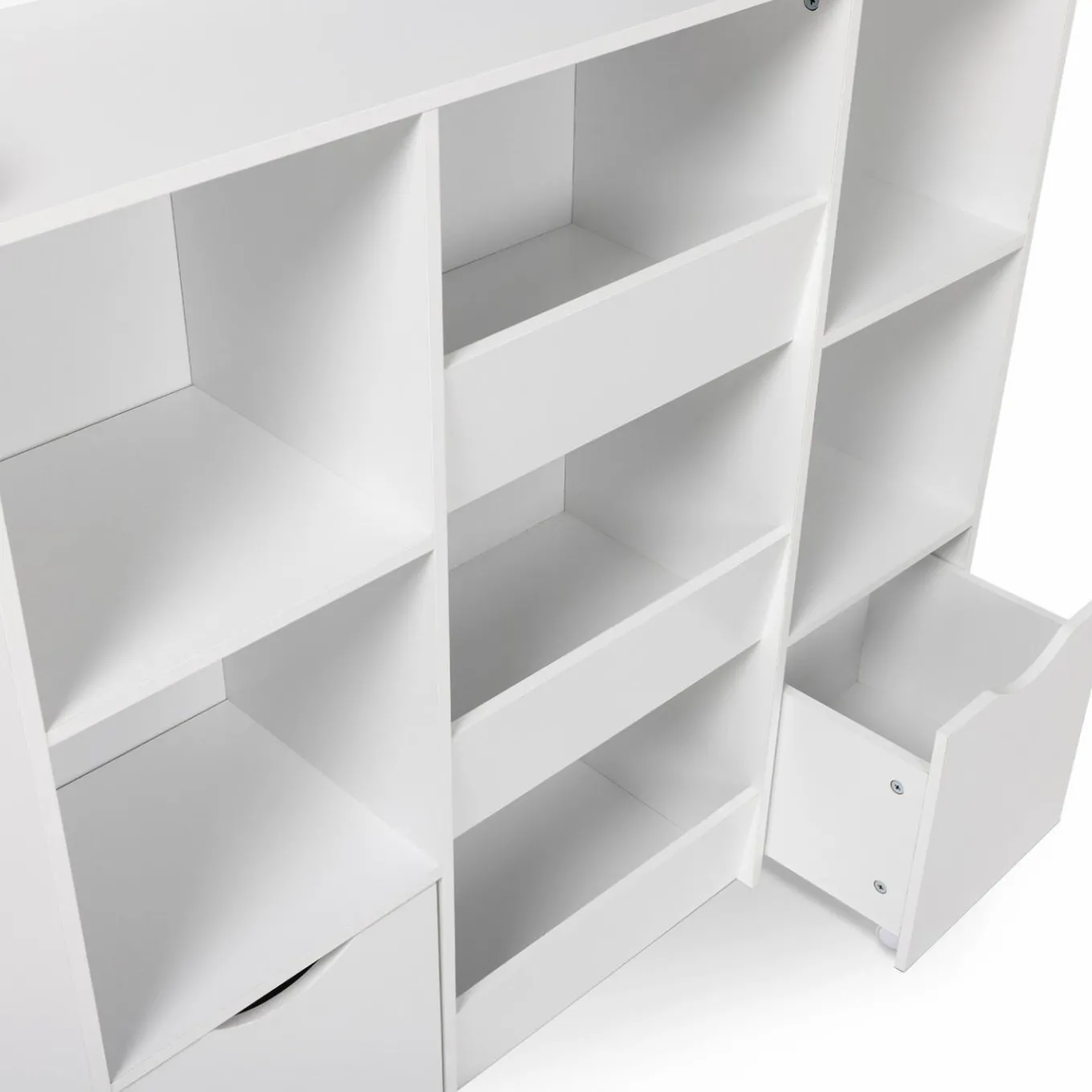 IDMarket Meuble de rangement blanc pour enfant sur roulettes*Enfant Etagères|Meubles Rangement Jouet