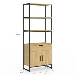 IDMarket Meuble de rangement design industriel salle de bain avec 3 étages 1 placard 1 tiroir* Meubles Salle De Bain|Collection Industrielle