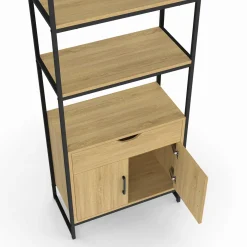 IDMarket Meuble de rangement design industriel salle de bain avec 3 étages 1 placard 1 tiroir* Meubles Salle De Bain|Collection Industrielle