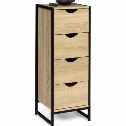 IDMarket Meuble de rangement industriel chiffonnier d’appoint 80x30 cm 4 tiroirs* Meubles Tiroirs|Meubles En Bois