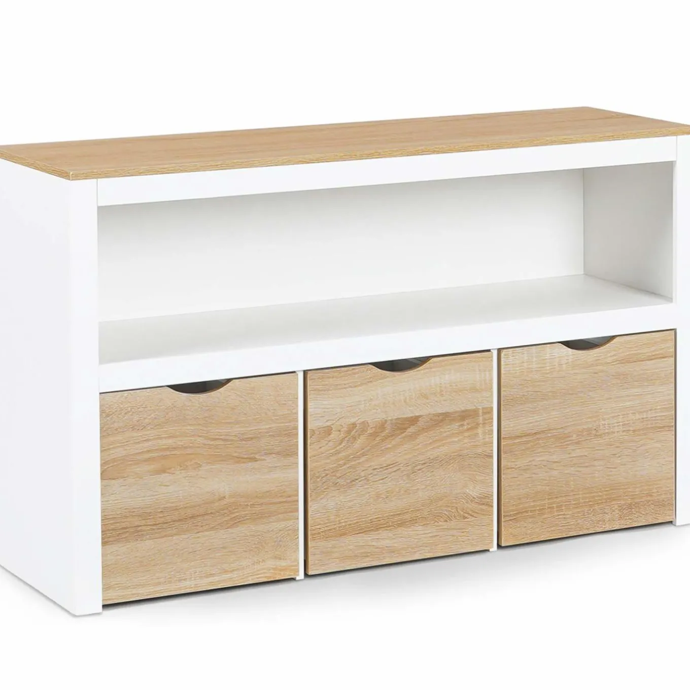 IDMarket Meuble de rangement pour enfant 3 tiroirs blanc et hêtre*Enfant Meubles Tiroirs|Meubles Blancs