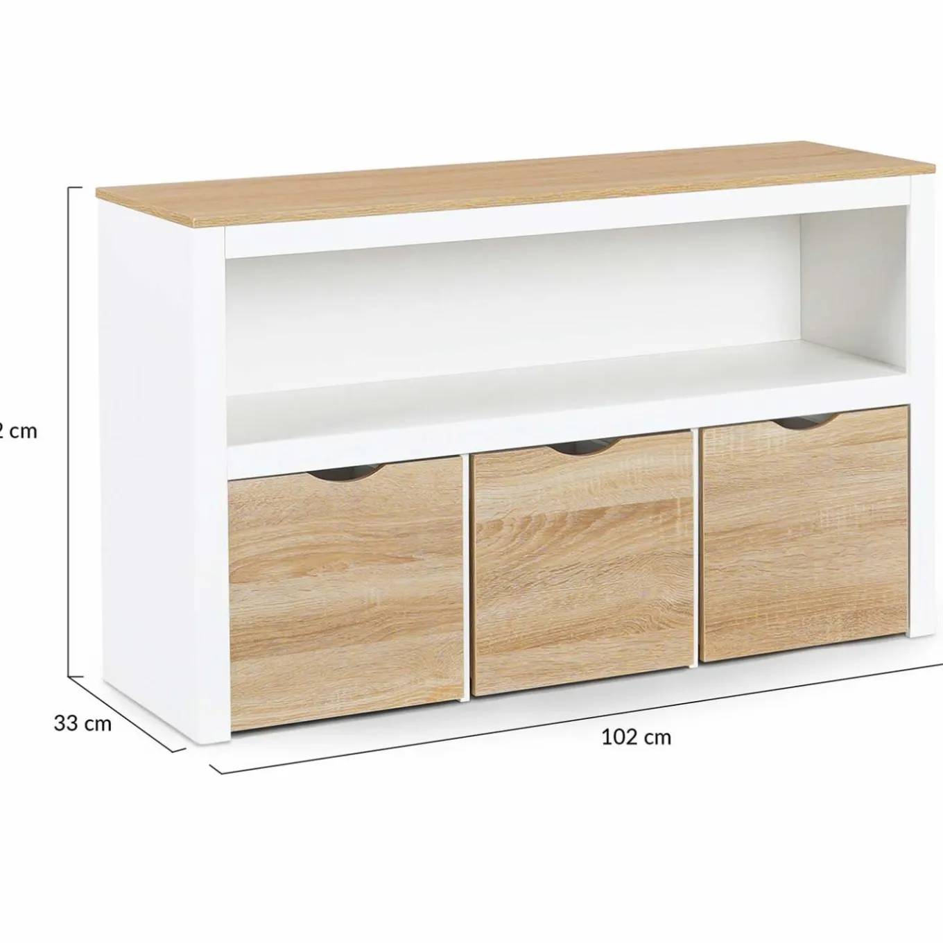 IDMarket Meuble de rangement pour enfant 3 tiroirs blanc et hêtre*Enfant Meubles Tiroirs|Meubles Blancs