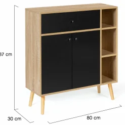 IDMarket Meuble de rangement scandinave noir et bois* Meubles Tiroirs|Meubles Bas