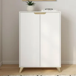 IDMarket Meuble de rangement scandinave blanc avec 2 portes* Rangement Et Accessoires|Collection Scandinave