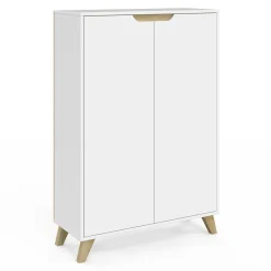 IDMarket Meuble de rangement scandinave blanc avec 2 portes* Rangement Et Accessoires|Collection Scandinave